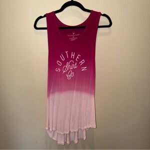 Southern Shirt Co. Women’s Ombré Tank Top Magenta to Blush Pink, Logo Graphic